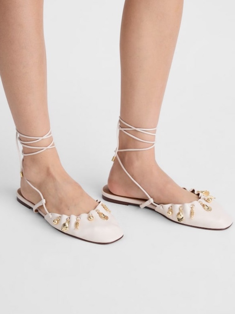🆕{Madewell x Shopbop} Greta Ruched Ankle-Tie Leather Flats